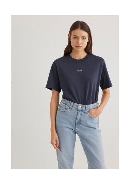 Mavi Logo Baskılı İnterlok Lacivert Tişört 1612829-85315