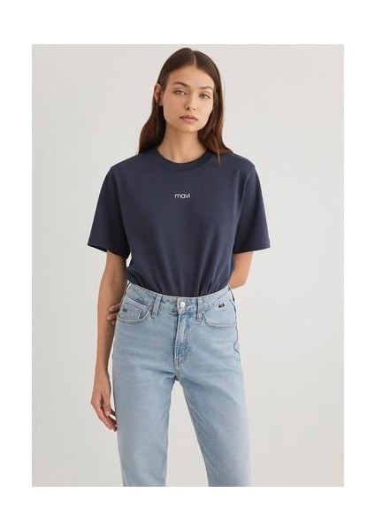 Mavi Logo Baskılı İnterlok Lacivert Tişört 1612829-85315