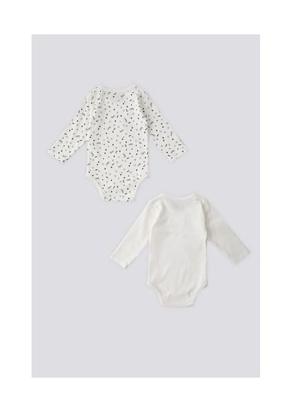 Krem Uzun Kol Bebek Body Zıbın