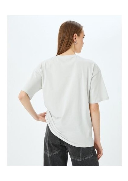 Baskılı Rahat Kalıp Kısa Kollu Bisiklet Yaka Tişört