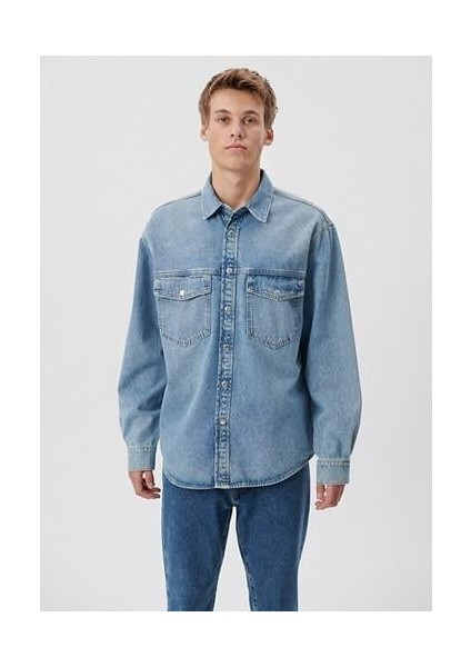 Ross 90lar Puslu Açık Mavi Jean Gömlek 0210031-82947