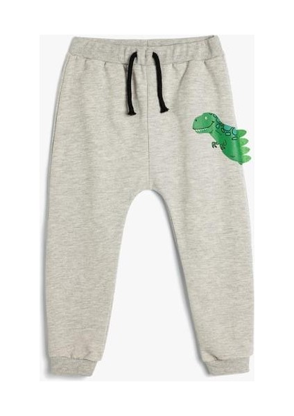 Dinozorlu Jogger Eşofman Altı Beli Bağlamalı Cepli Aplike Detaylı fırsatları