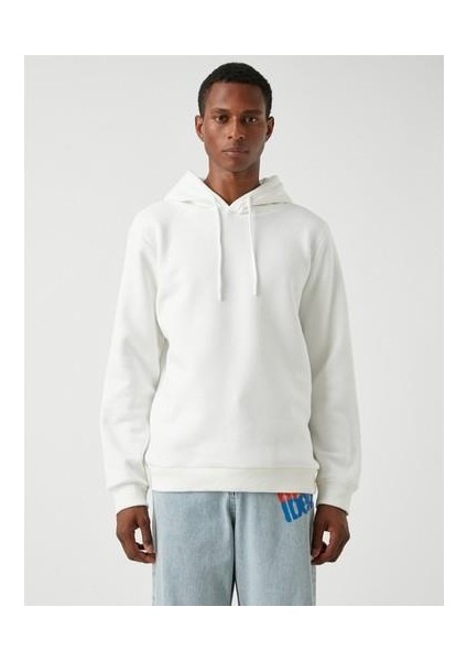 Basic Kapşonlu Sweatshirt Şardonlu