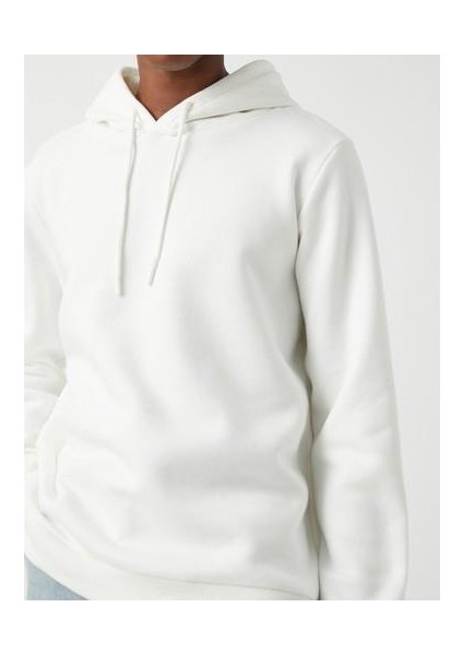 Basic Kapşonlu Sweatshirt Şardonlu