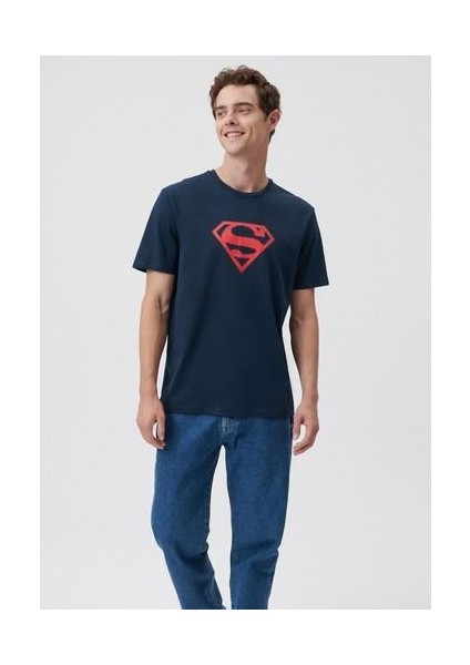 Superman Baskılı Lacivert Tişört 0610754-70490