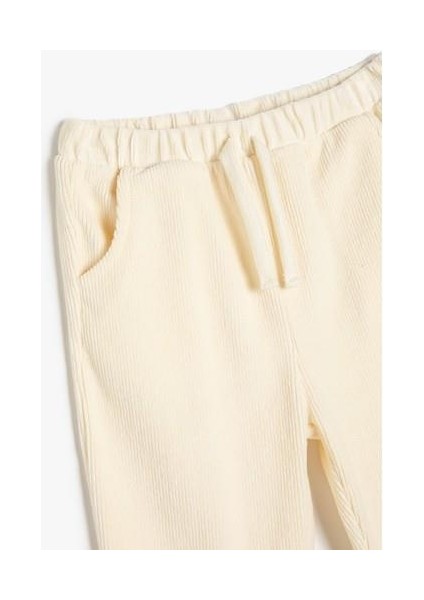 Kadife Fitilli Eşofman Altı Beli Bağlamalı Cepli