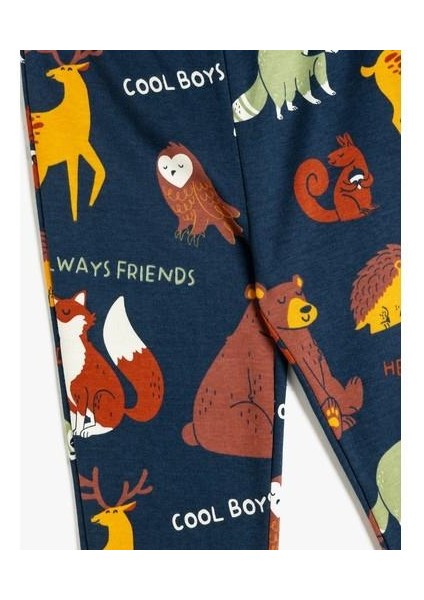 Eşofman Altı Hayvanlar Baskılı Beli Lastikli