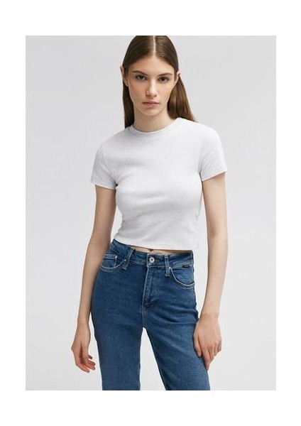 Gri Basic Crop Tişört 1600814-85438