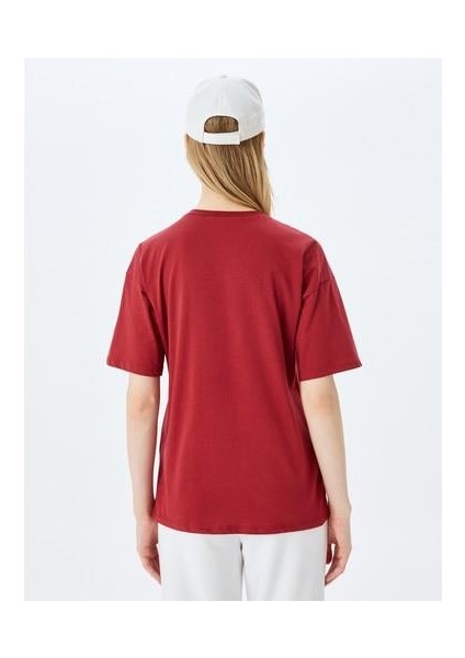 Slogan Baskılı Bisiklet Yaka Kısa Kollu Rahat Kalıp T-Shirt