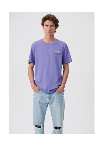 Jeans Baskılı Mor Tişört 066841-34637