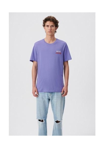 Jeans Baskılı Mor Tişört 066841-34637