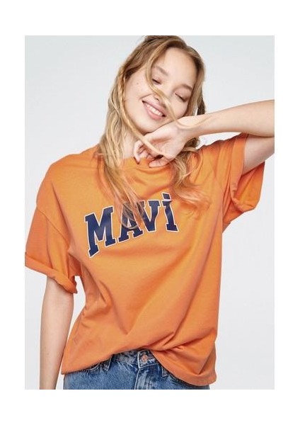 Mavi Logo Baskılı Turuncu Tişört 1600843-71407