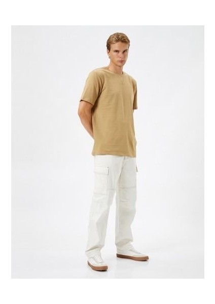 Basic Tişört Bisiklet Yaka Kısa Kollu Dikiş Detaylı Pamuklu