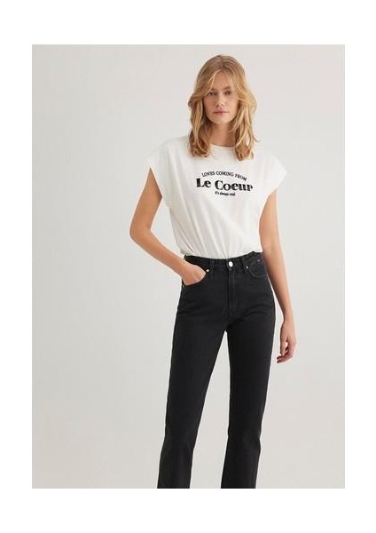 Baskılı Beyaz Tişört 1612895-70057