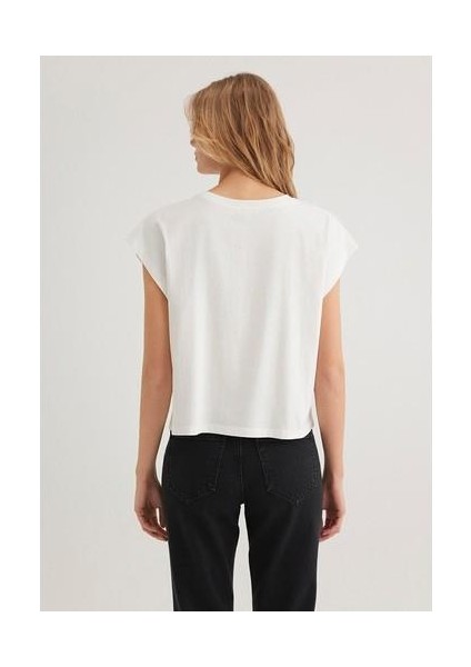 Baskılı Beyaz Tişört 1612895-70057