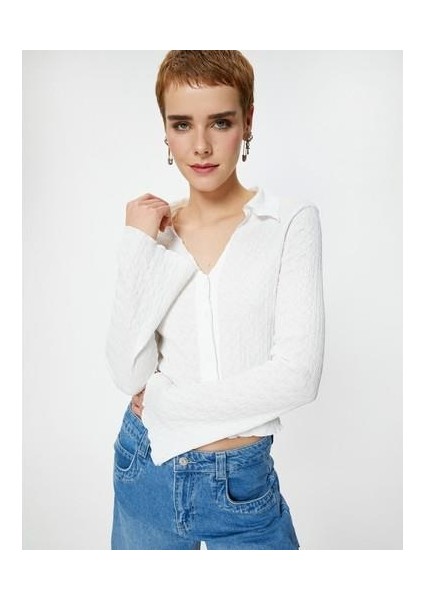 Uzun Çan Kol Gömlek Dokulu Slim Fit