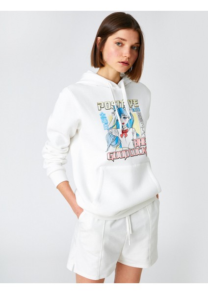 Manga Baskılı Sweatshirt Kapüşonlu Uzun Kollu fiyatları