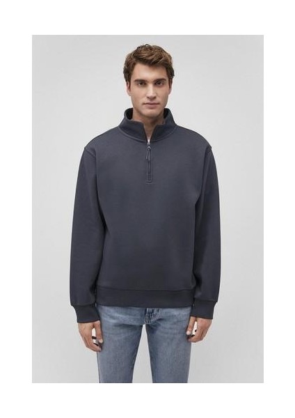 M0S10278-87822 Erkek Yarım Fermuarlı Sweatshirt
