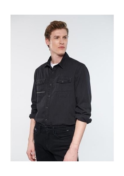 Erkek Rio Mavi Pro Antrasit Denim Gömlek 0295732905