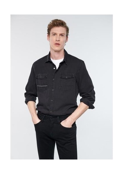 Erkek Rio Mavi Pro Antrasit Denim Gömlek 0295732905