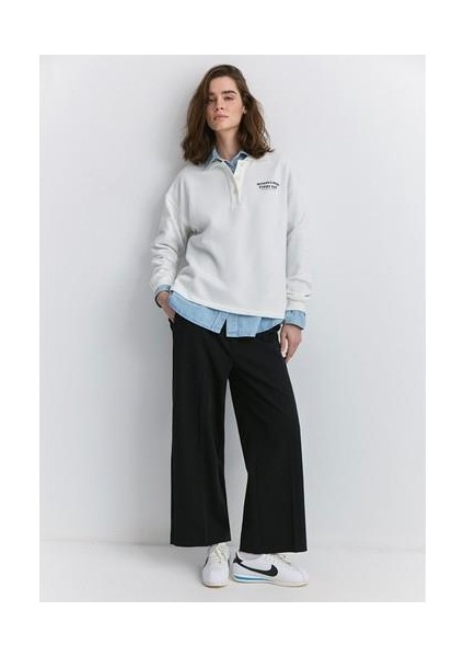 Geniş Paça Siyah Pantolon 1010947-900