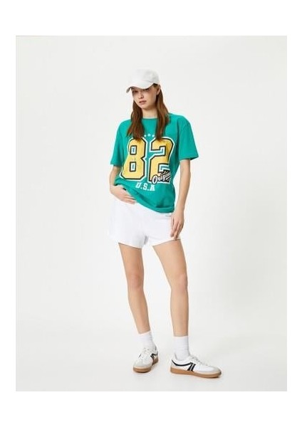 Baskılı Tişört Rahat Kalıp Kısa Kollu Bisiklet Yaka Pamuklu indirimleri