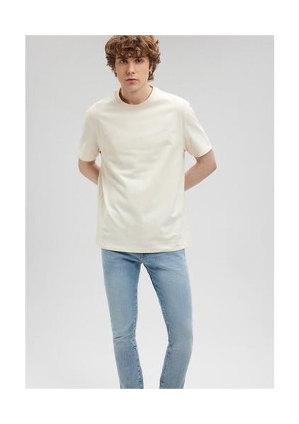 Bisiklet Yaka Bej Basic Tişört 066249-70072