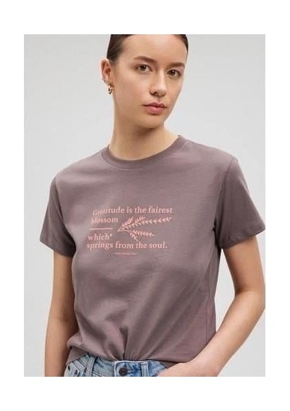 Slogan Baskılı Kadın Tişört