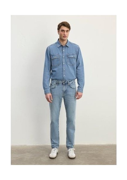 Jake Classic Denim Puslu Açık Mavi Jean Pantolon 0042286799