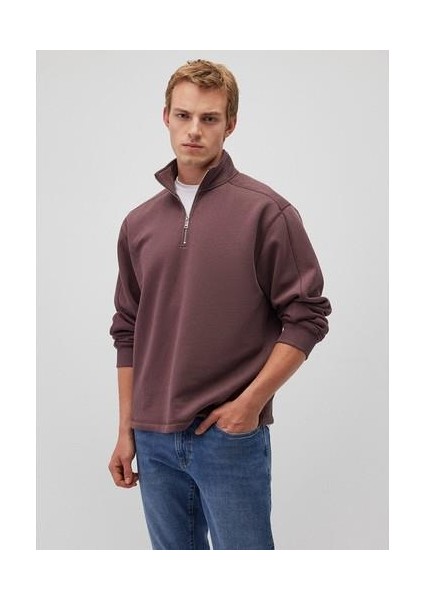 Dik Yaka Kahverengi Sweatshirt 0S10016-70260 fırsatları