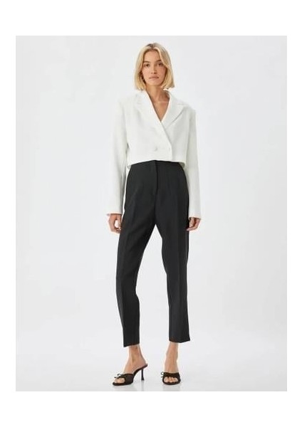 Yüksek Bel Cepli Slim Fit Cigarette Pantolon