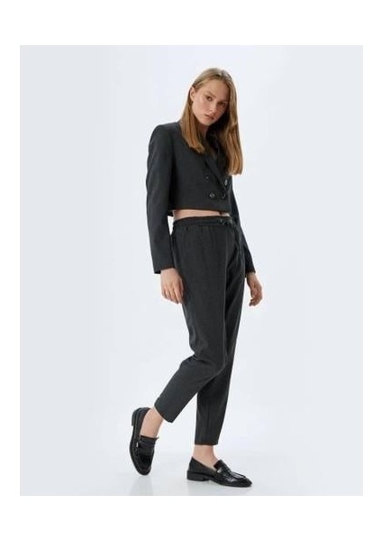 5WAK40005UW Koton Kadın Kanvas Pantolon Gri fırsatları