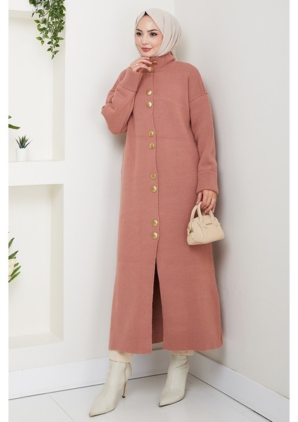 Reha Düğmeli Triko Hırka 1603 - Gül Kurusu