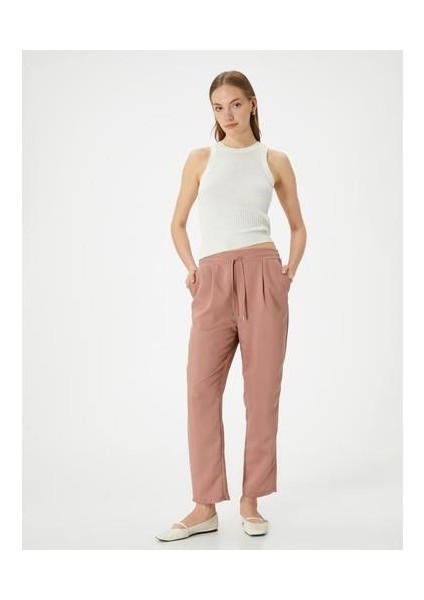 Chino Pantolon Bağcıklı Yüksek Bel Cep Detaylı fırsatları