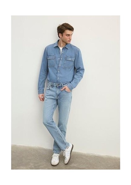 Jake Classic Denim Puslu Açık Mavi Jean Pantolon 0042286799