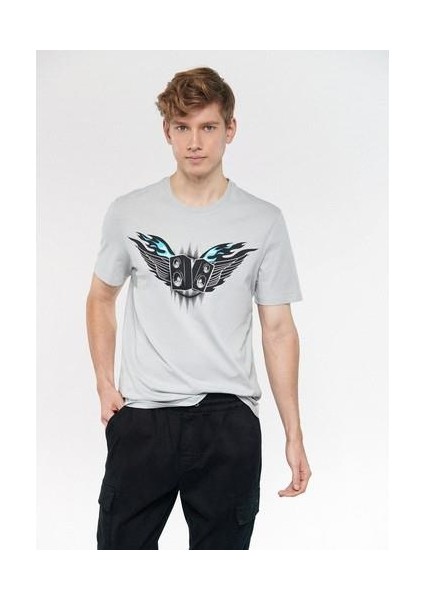 Erkek Baskılı Gri Tişört 0611130-70075