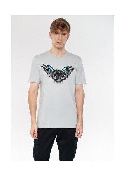 Erkek Baskılı Gri Tişört 0611130-70075