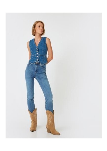 Yüksek Bel Kot Pantolon Skinny Push Up Fit - Skinny Jean