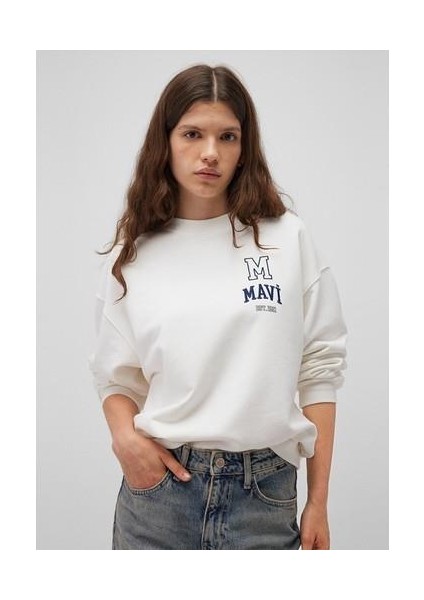 Logo Baskılı Beyaz Sweatshirt 1S10148-70069