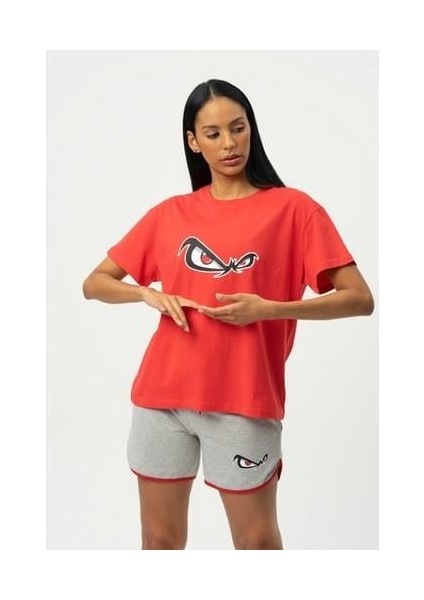 Kırmızı Bisiklet Yaka Baskılı Kısa Kollu Kadın T- Shirt W50061 indirimleri
