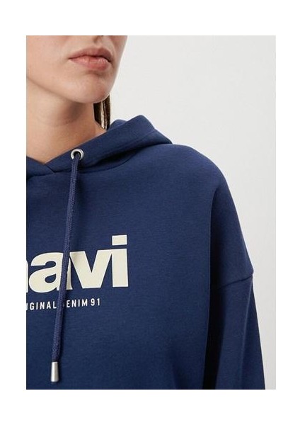 Mavi Logo Baskılı Kapüşonlu Lacivert Sweatshirt 168334-70488