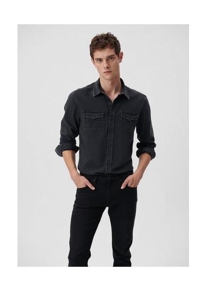 Rio Casual Antrasit Vintage Jean Gömlek 0295785223