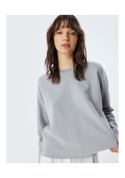 Basic Sweatshirt Bisiklet Yaka Uzun Kollu