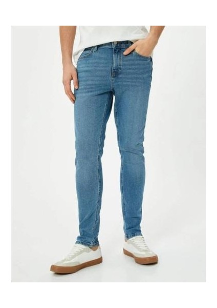 4SAM40057ND Koton Mıchael Erkek Jean Pantolon Açık Indigo
