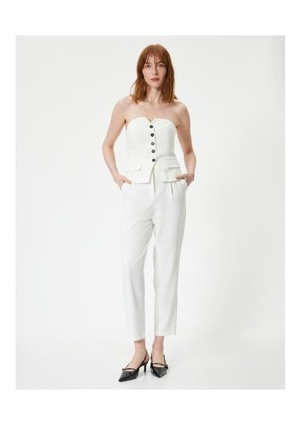 Havuç Pantolon Yüksek Bel Cep Detaylı