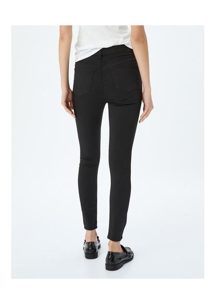 Yüksek Bel Skinny Fit Dar Paça Düğmeli Kot Pantolon - Skinny Fit Jean