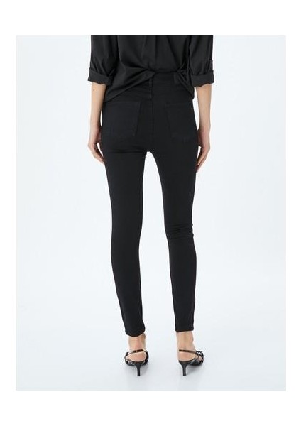 Yüksek Bel Skinny Fit Dar Paça Düğmeli Kot Pantolon - Skinny Fit Push Up Jean