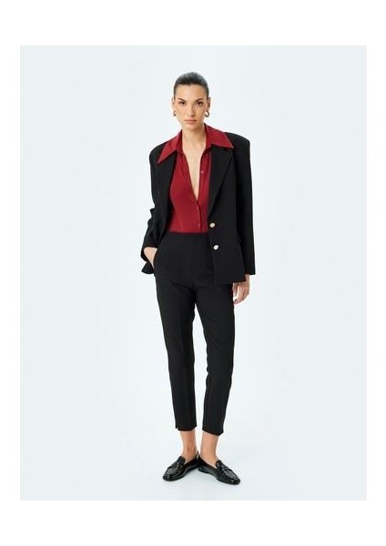 Yüksek Bel Cepli Dar Kesim Cigarette Pantolon