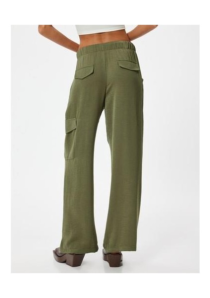 Bol Paça Pantolon Kargo Cepli Beli Bağcıklı