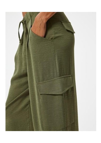 Bol Paça Pantolon Kargo Cepli Beli Bağcıklı